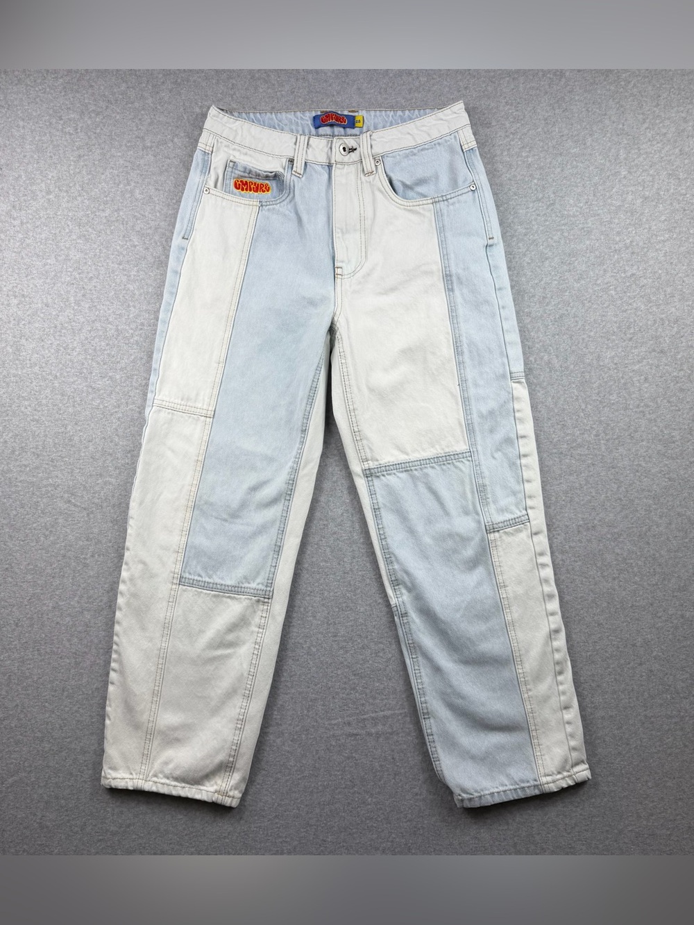 Empyre Lose Relaxed Fit Color Block Light Blue Patchwork Jeans Men’s Size 28